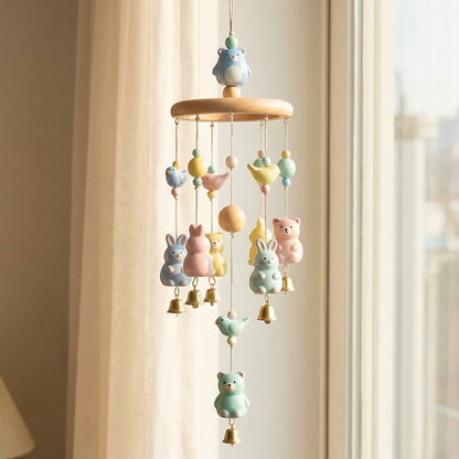 Gift-Worthy | Wooden Animal Wind Chime | Sweet Pastel Hanging Charm
