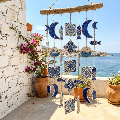 Gift-Loved | Ceramic Ocean Tile Chimes | Relaxing Coastal Harmony