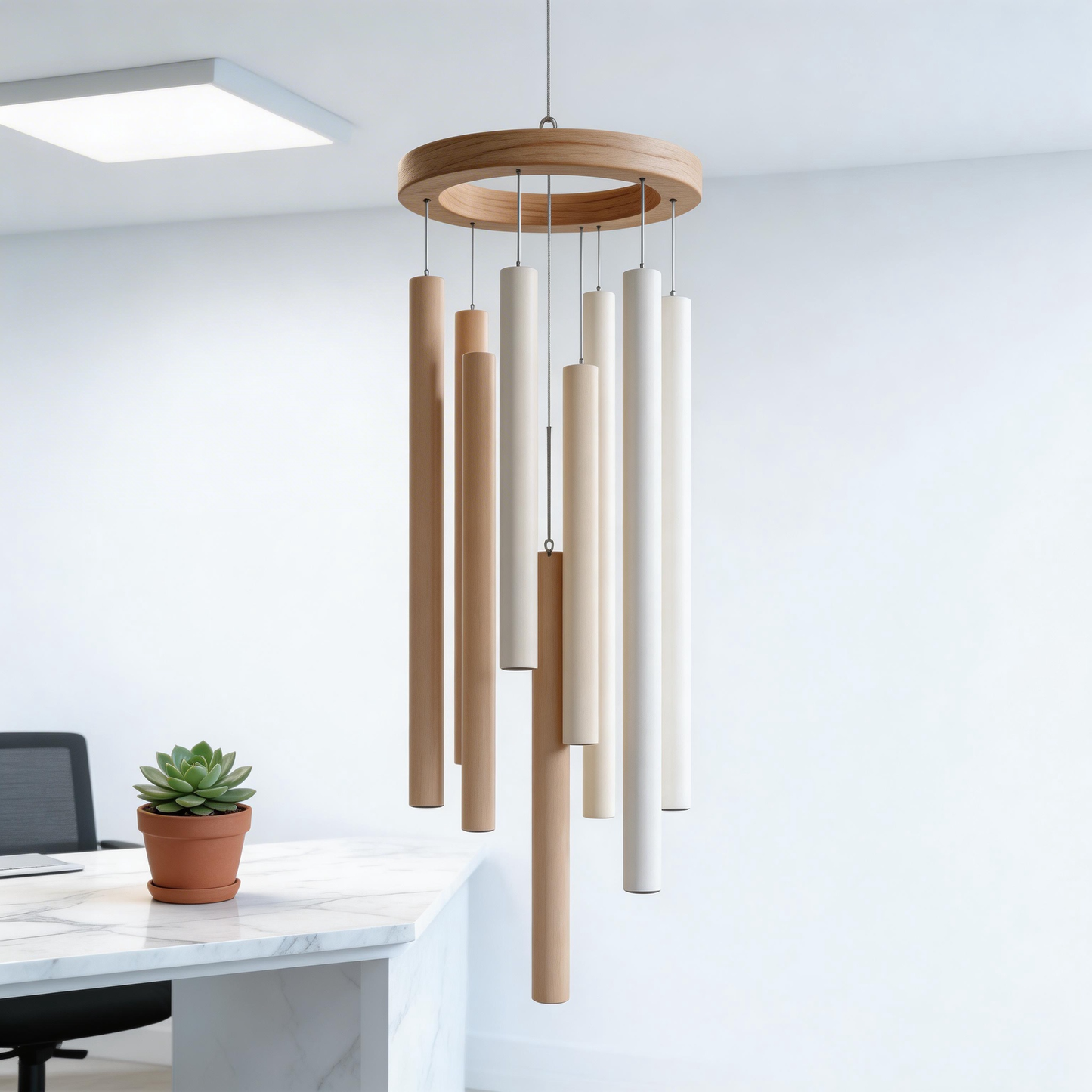 Gift-Worthy | Scandinavian Minimalist Wood Wind Chime | Timeless Neutral Harmony
