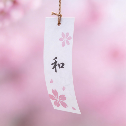 Gift-Ready | Handblown Glass Sakura Wind Chime | Serene Japanese Garden Accent