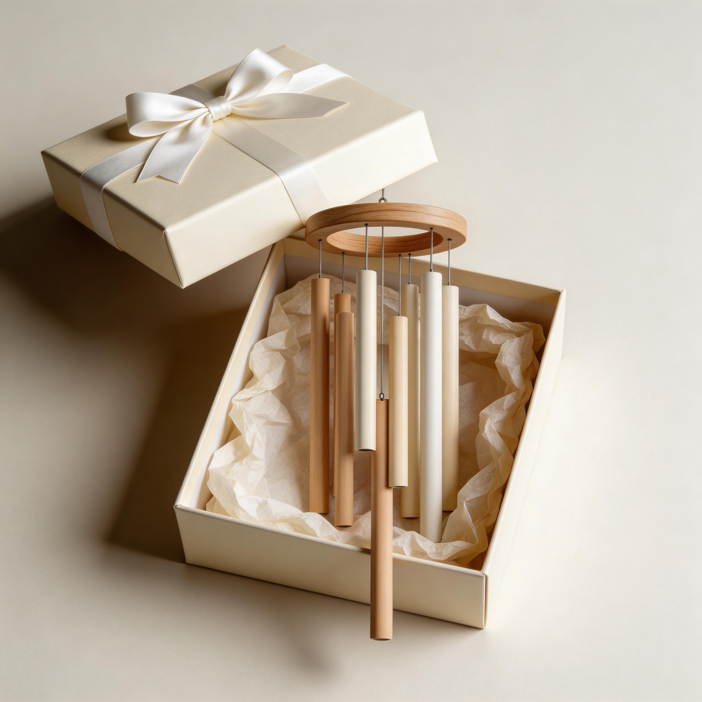 Gift-Worthy | Scandinavian Minimalist Wood Wind Chime | Timeless Neutral Harmony