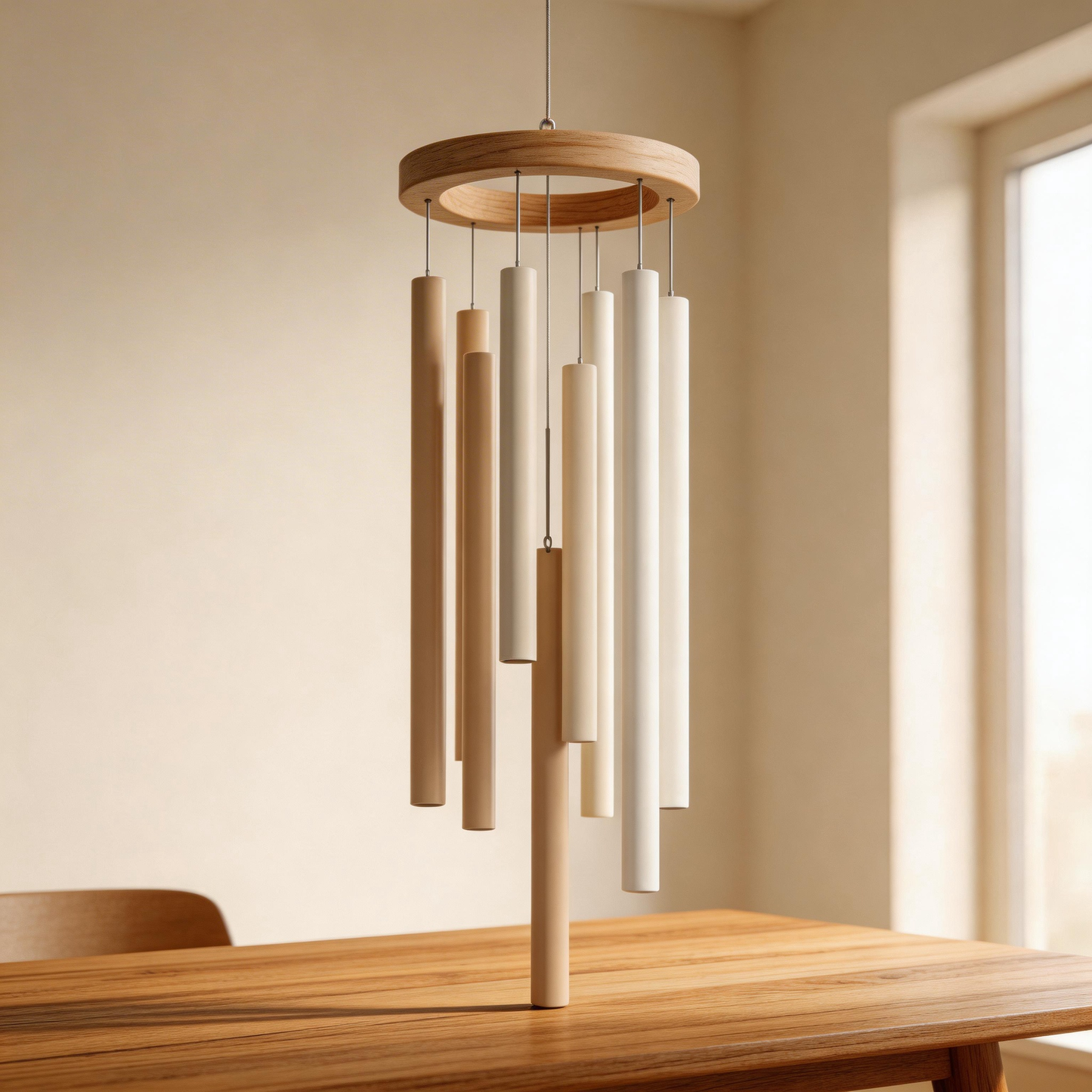Gift-Worthy | Scandinavian Minimalist Wood Wind Chime | Timeless Neutral Harmony