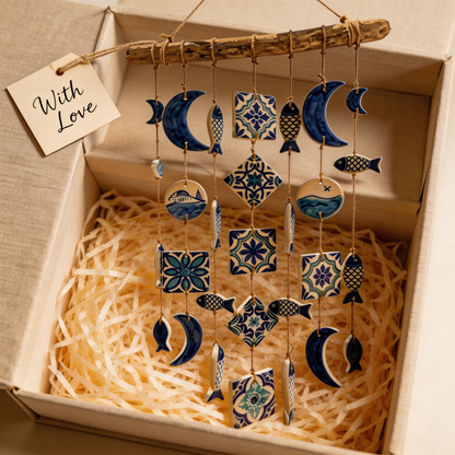 Gift-Loved | Ceramic Ocean Tile Chimes | Relaxing Coastal Harmony