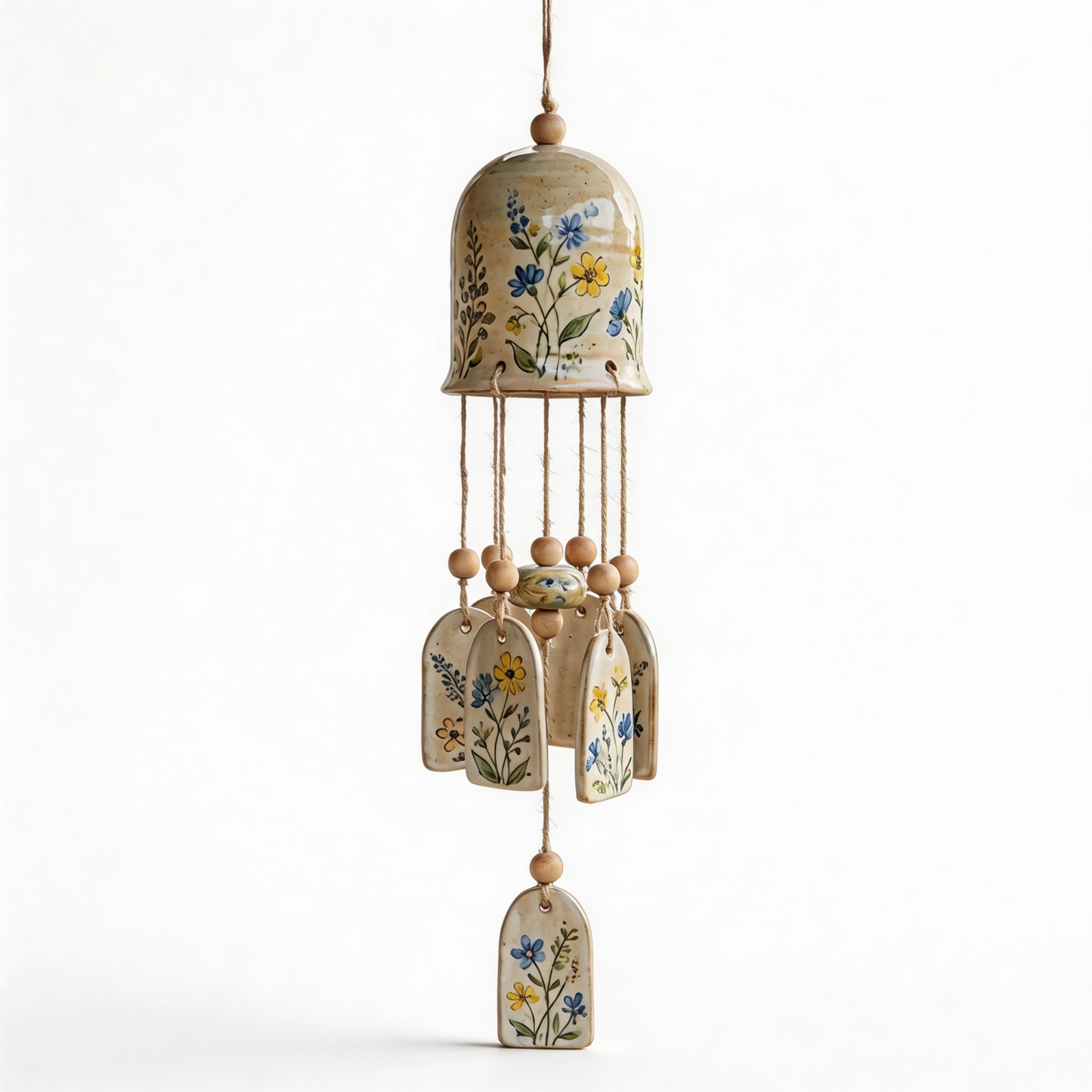 Gift-Perfect | Handpainted Ceramic Wind Chime | Peaceful Garden Décor