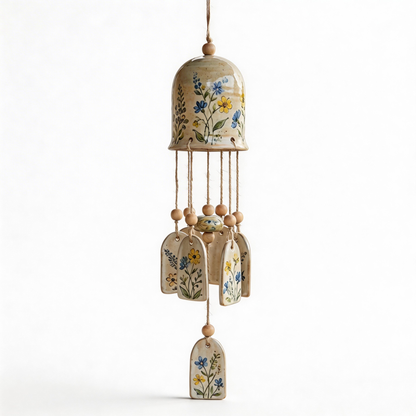 Gift-Perfect | Handpainted Ceramic Wind Chime | Peaceful Garden Décor