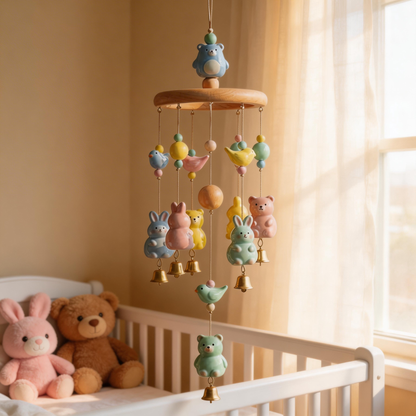 Gift-Worthy | Wooden Animal Wind Chime | Sweet Pastel Hanging Charm