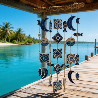 Gift-Loved | Ceramic Ocean Tile Chimes | Relaxing Coastal Harmony
