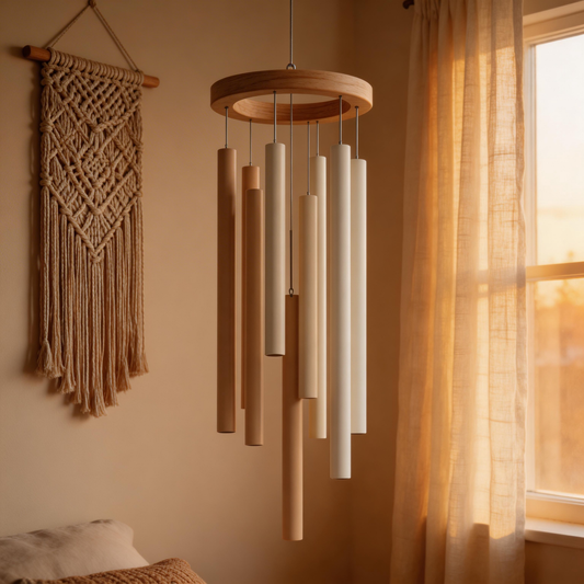 Gift-Worthy | Scandinavian Minimalist Wood Wind Chime | Timeless Neutral Harmony