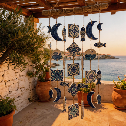 Gift-Loved | Ceramic Ocean Tile Chimes | Relaxing Coastal Harmony