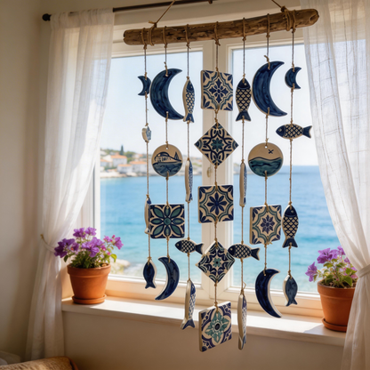 Gift-Loved | Ceramic Ocean Tile Chimes | Relaxing Coastal Harmony