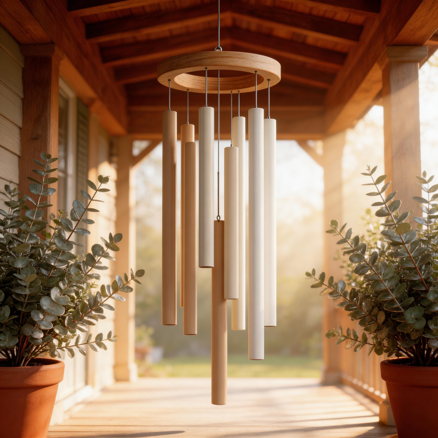Gift-Worthy | Scandinavian Minimalist Wood Wind Chime | Timeless Neutral Harmony