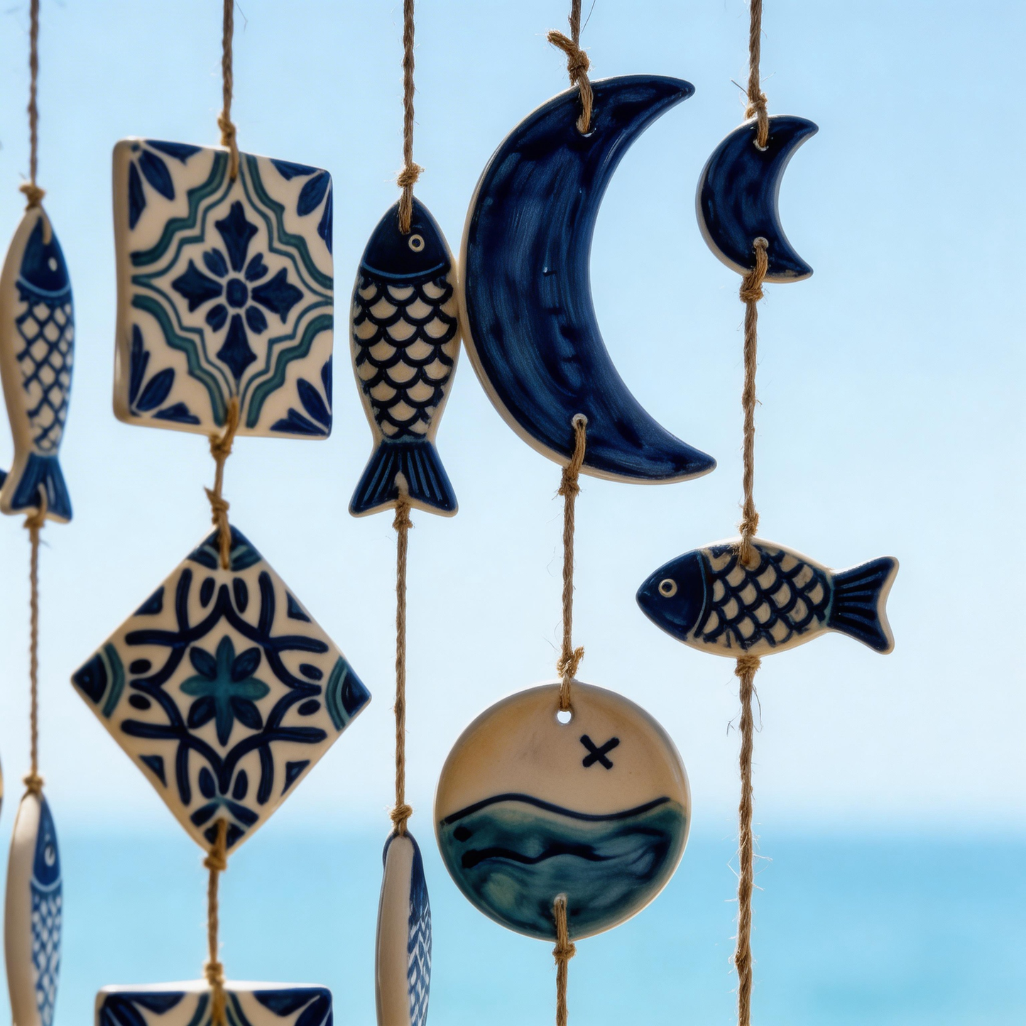 Gift-Loved | Ceramic Ocean Tile Chimes | Relaxing Coastal Harmony