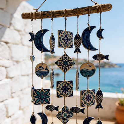 Gift-Loved | Ceramic Ocean Tile Chimes | Relaxing Coastal Harmony