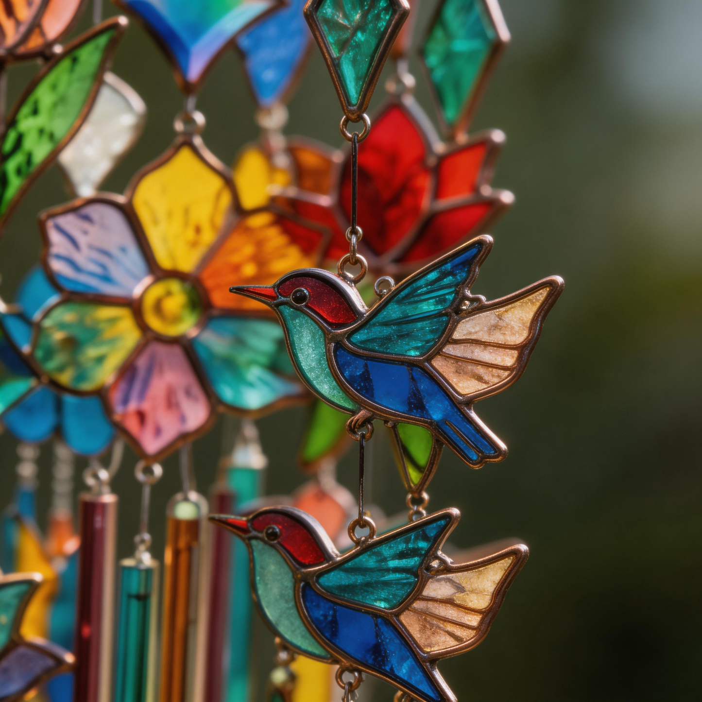 Gift-Perfect | Stained Glass Balcony Wind Chimes | Radiant Color Reflections