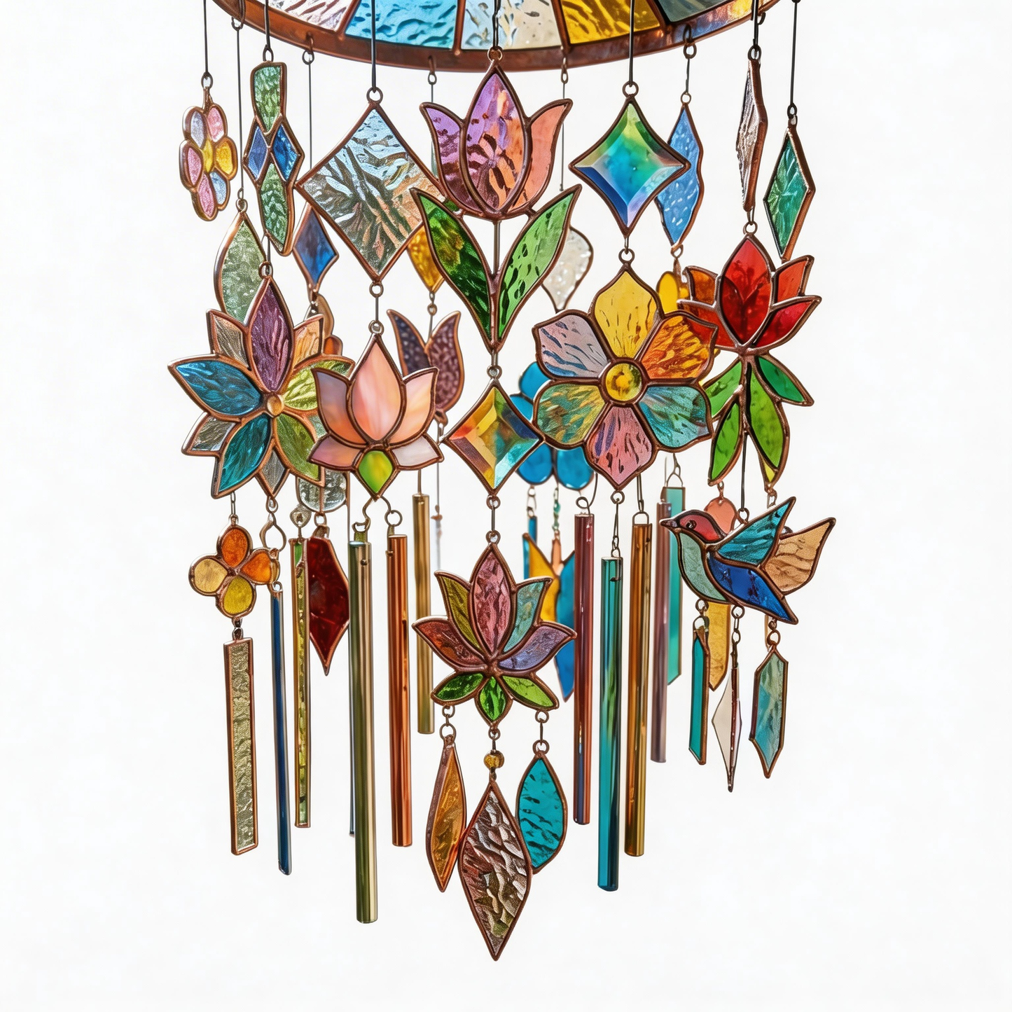 Gift-Perfect | Stained Glass Balcony Wind Chimes | Radiant Color Reflections
