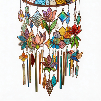 Gift-Perfect | Stained Glass Balcony Wind Chimes | Radiant Color Reflections